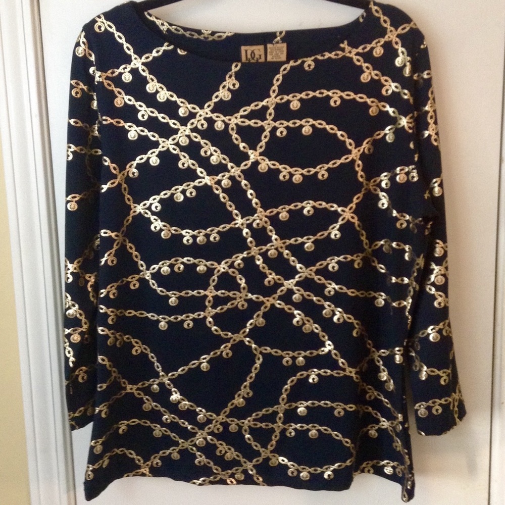 DGH Navy Gold Crewneck Blouse